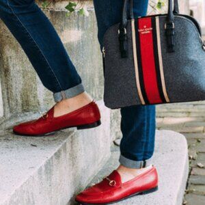 Kate SpadeJackson Street Lottie Satchel - Grey with Red Stripe